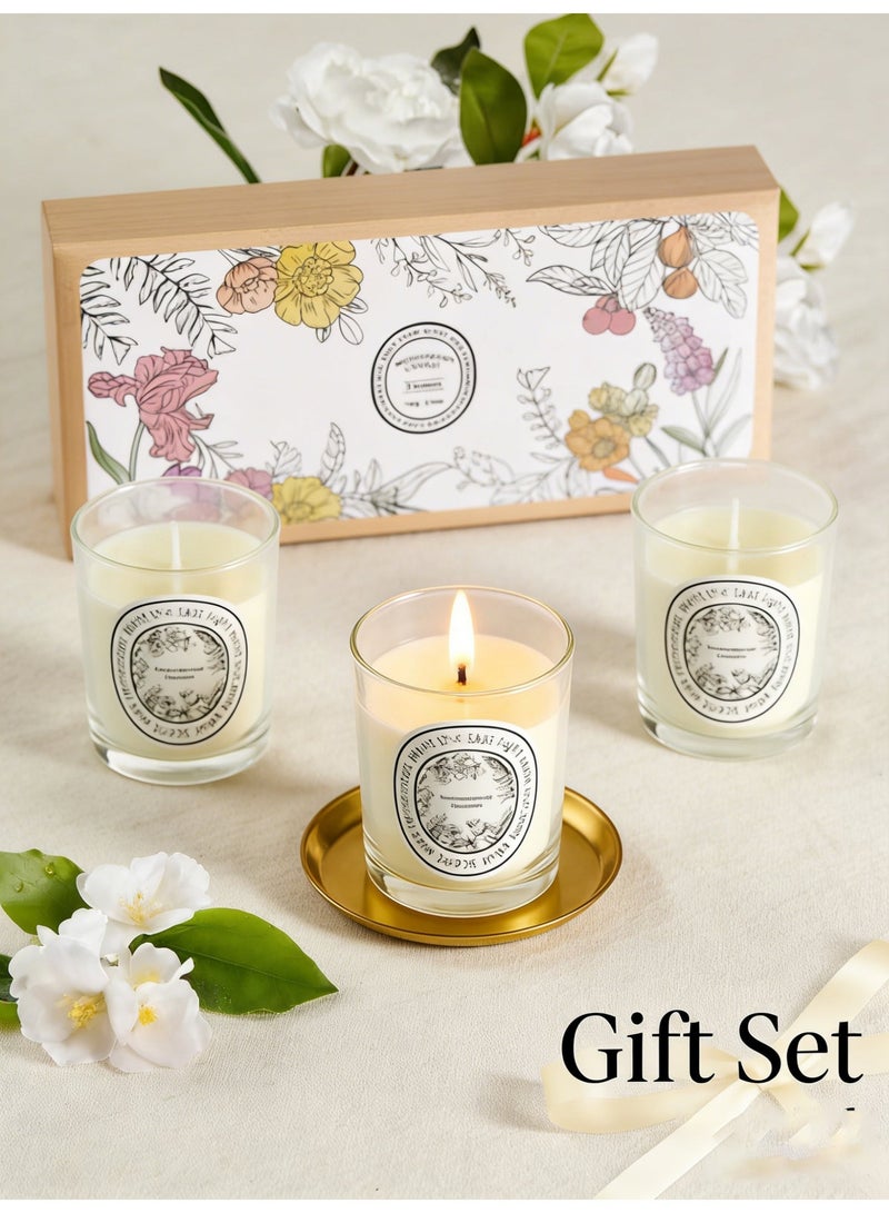 جولدن مجموعة من 3 شموع معطرة، ثلاث روائح مختلفة، اللون: أبيض - Image 1